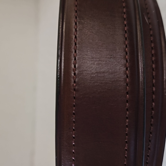 Daniel Cremieux | Men's Leather Brass Sliver Tone Hardware Belt 38 - Picture 5 of 13